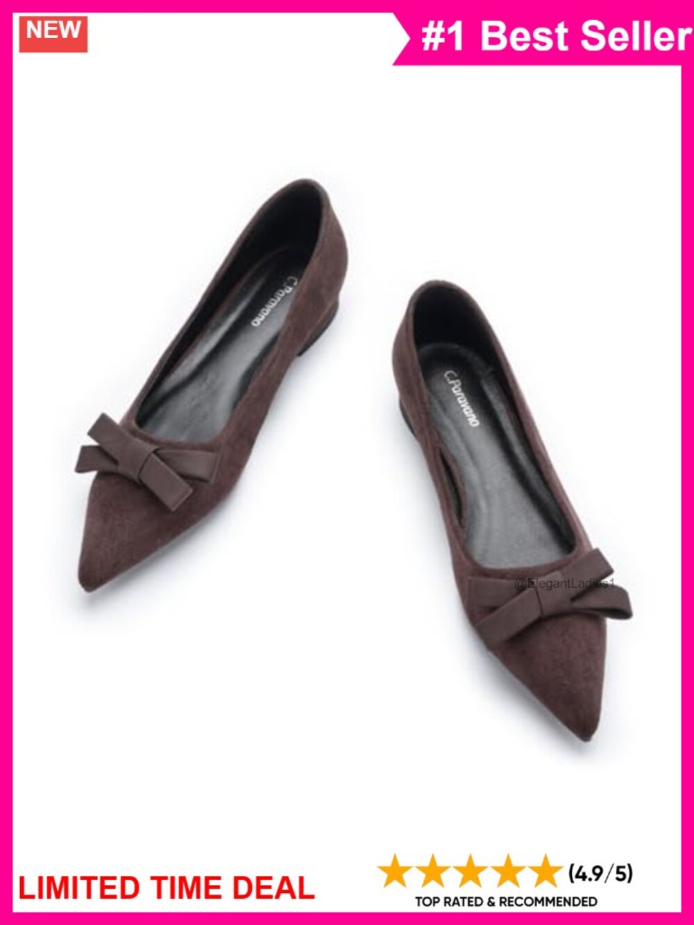 Suede Bow Knot Ballet Flats Pointed Toe Slip-On Comfort Shoes